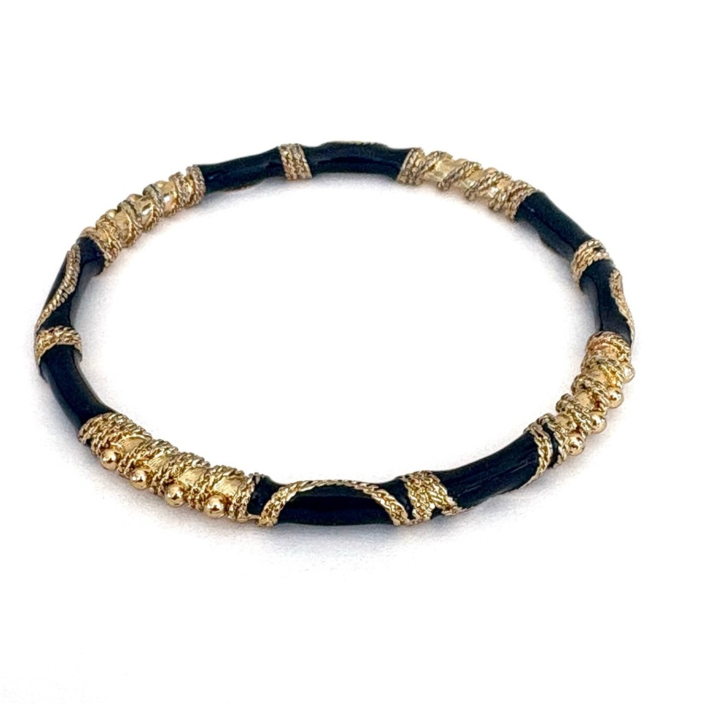 Black Gold Scroll Design Bracelet Bangle - Picture 7 of 7